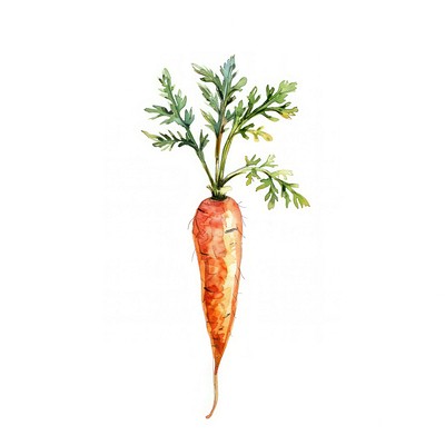 Watercolor carrot illustration with leaves