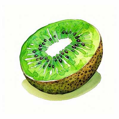 Vibrant watercolor kiwi illustration