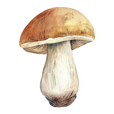 Realistic watercolor mushroom illustration