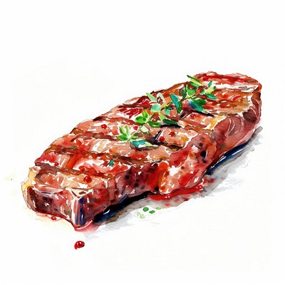 Juicy grilled steak illustration