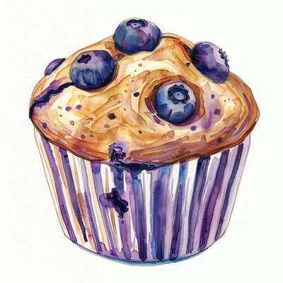 Delicious blueberry muffin illustration