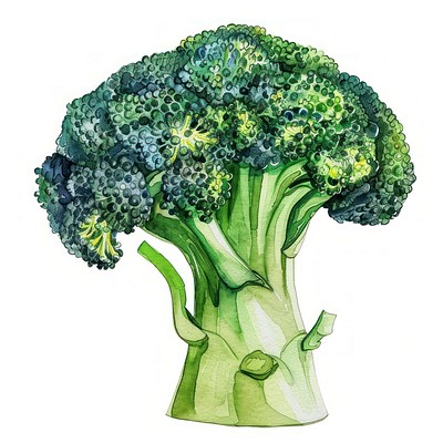 Vibrant watercolor broccoli illustration