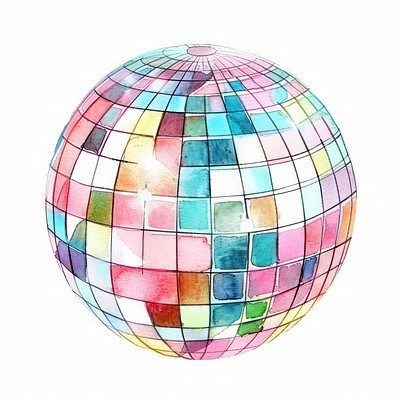 Colorful watercolor disco ball illustration