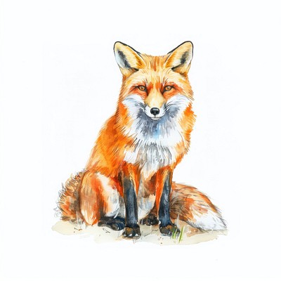 Vibrant watercolor fox illustration