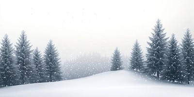 A snowy landscape with many pine trees covered in snow background weather winter.