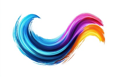 Colorful curved brush strokes art illustration background.