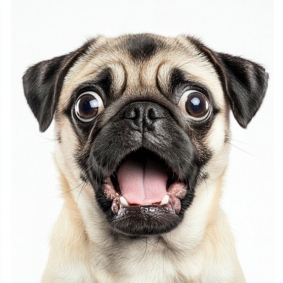 Adorable pug with wide eyes