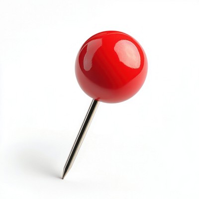 Red push pin isolated round red.