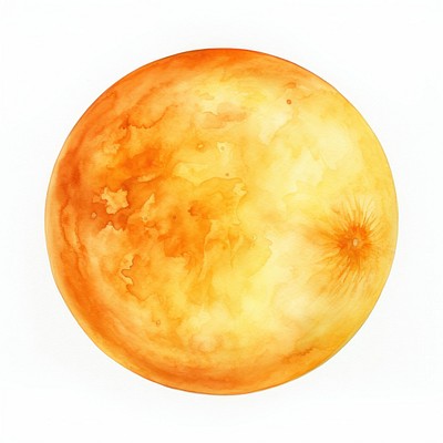 Vibrant watercolor orange planet illustration