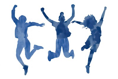 Silhouettes jumping in joy