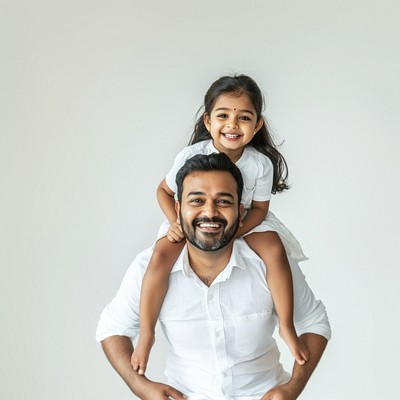 Indian father and daughter family happy people.