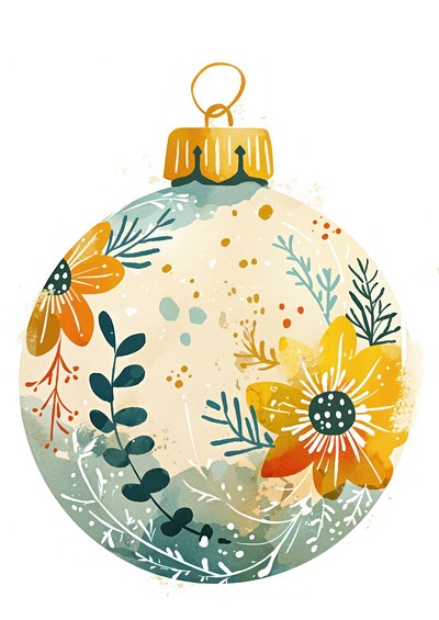 Floral Christmas ornament illustration