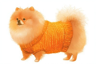 Cute Pomeranian in orange sweater