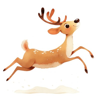 Joyful leaping cartoon deer illustration