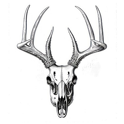 Intricate deer skull illustration