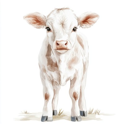 Baby cow illustration watercolor animal.