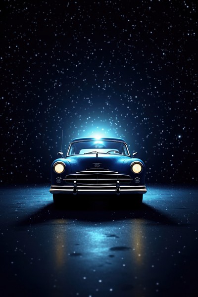 A car model formed by shimmering stars light transportation automobile.