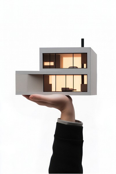 A model house holding hand architectural.