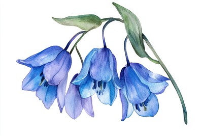 Elegant watercolor blue flowers