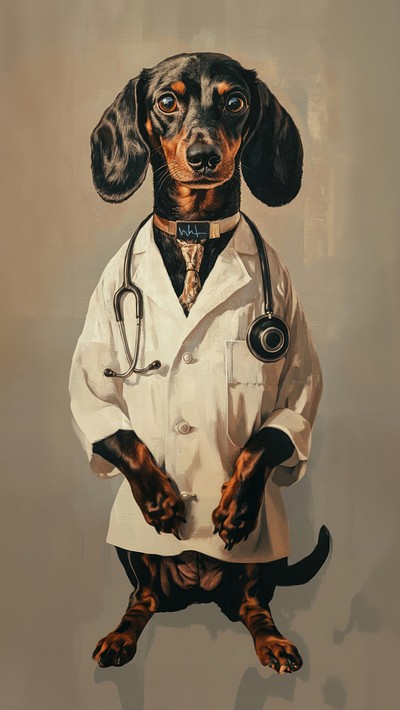 Dachshund costumes wearing doctor animal dachshund human.