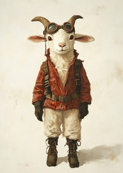 Goat costumes wearing Pilot animal painting jacket.