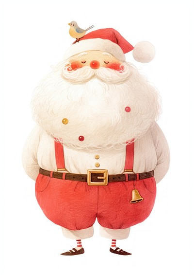 A cute Santa Claus bird illustration suspenders.