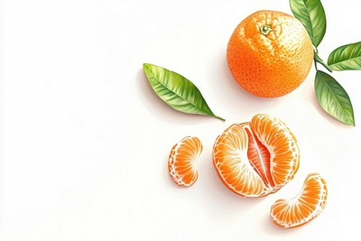 Tangerine with leaf illustration background produce.