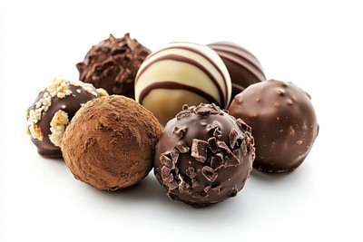 Chocolate truffles confectionery sweets collection.