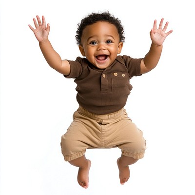 Happy african-american baby boy jumping photo photography.