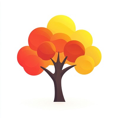 Cartoon tree icon illustration autumn painting.