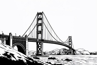 A Golden gate illustration landmark bridge.