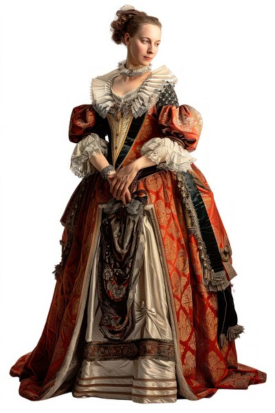 Female dress illustration renaissance clothing.