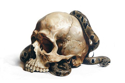 Skull with snakes illustration skull art.