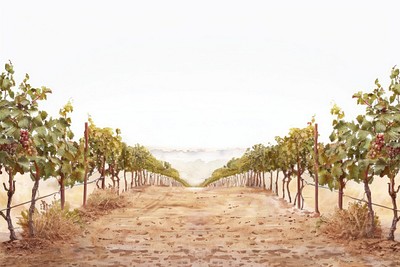 Vine yard illustration countryside vineyard.