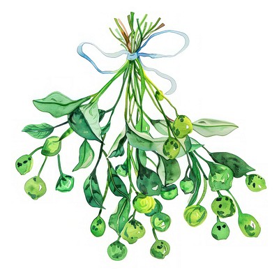 A mistletoe art illustration watercolor.