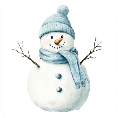 Snowman winter illustration cheerful.