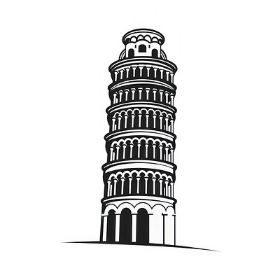 The Leaning Tower of Pisa tower architecture illustration.