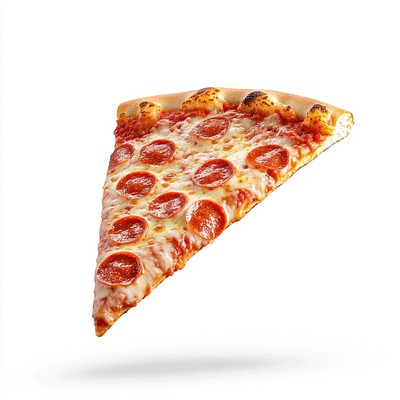 Pepperoni pizza flying in the air slice food photography.