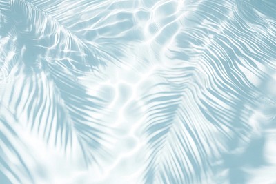 Palm leaves shadow on water background abstract texture.