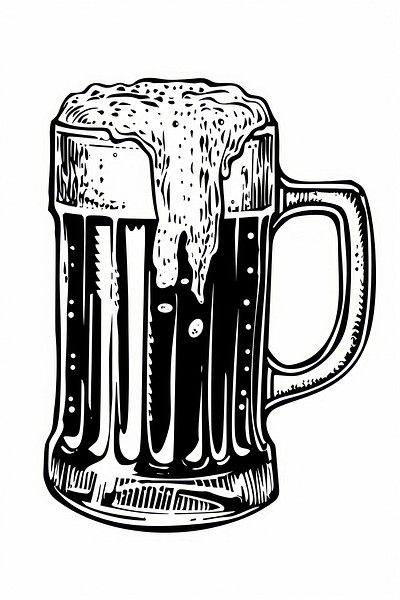 Detailed frothy beer mug illustration