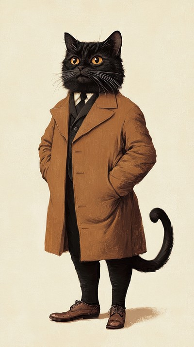 A cat costumes wearing Mona Lisa animal illustration human.