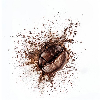 Exploding coffee bean explosion grounds coffee beans.