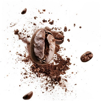 Exploding coffee bean ground coffee beans photography.