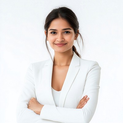 Confident professional woman in white