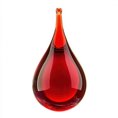 Drop shaped red syrup isolate beverage pottery alcohol.