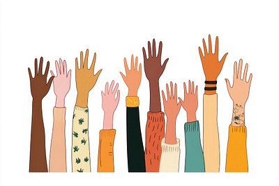 Hands raised illustration diverse art.