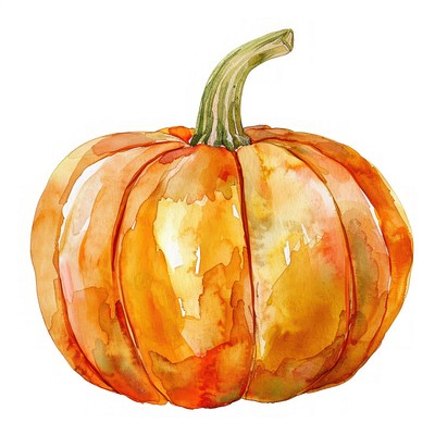 Watercolor illustration of pumpkin hand-painted decoration vegetable.