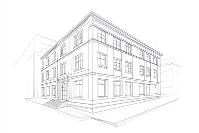 Building drawing architecture illustration.