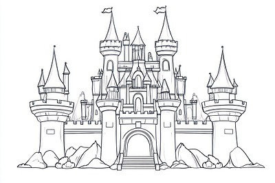 Castle drawing architecture illustration.