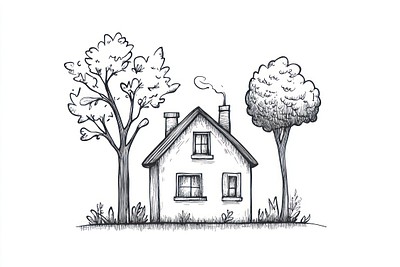 Little house drawing illustration sketch.